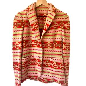 Iisli Geo Print Knit Button Up Jacket NWOT 100% Wool